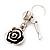 Burn Silver Rose Drop Earrings - 4.5cm Length - view 6