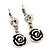 Burn Silver Rose Drop Earrings - 4.5cm Length - view 4