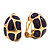 Small C-Shape Deep Purple Enamel Clip On Earrings In Gold Plated Metal - 18mm Length - view 3