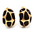 Small C-Shape Brown Enamel Clip On Earrings In Gold Plated Metal - 18mm Length