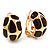 Small C-Shape Brown Enamel Clip On Earrings In Gold Plated Metal - 18mm Length - view 3