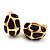 Small C-Shape Brown Enamel Clip On Earrings In Gold Plated Metal - 18mm Length - view 6