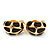 Small C-Shape Brown Enamel Clip On Earrings In Gold Plated Metal - 18mm Length - view 7