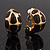 Small C-Shape Brown Enamel Clip On Earrings In Gold Plated Metal - 18mm Length - view 8