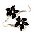 Black Enamel Daisy Drop Earrings (Silver Tone Metal) - 4cm Length - view 3