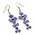 Delicate Triple Flower Lilac Enamel Drop Earrings (Silver Plated Metal) - 5.5cm Length - view 2
