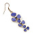 Delicate Triple Flower Lilac Enamel Drop Earrings (Silver Plated Metal) - 5.5cm Length - view 3