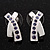 Silver Plated Purple Crystal 'Cross' Metal Stud Earrings - 2cm Length - view 3