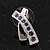 Silver Plated Purple Crystal 'Cross' Metal Stud Earrings - 2cm Length - view 5