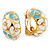 C-Shape Light Blue/White Floral Enamel Crystal Clip On Earrings In Gold Plated Metal - 2cm Length - view 4