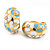 C-Shape Light Blue/White Floral Enamel Crystal Clip On Earrings In Gold Plated Metal - 2cm Length - view 7