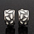 Small C-Shape Grey/White Enamel Clip On Earring In Rhodium Plated Metal - view 4