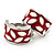 Small C-Shape Red/White Enamel Clip On Earring In Rhodium Plated Metal - view 2