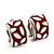 Small C-Shape Red/White Enamel Clip On Earring In Rhodium Plated Metal - view 8