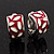 Small C-Shape Red/White Enamel Clip On Earring In Rhodium Plated Metal - view 9