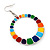 Round Multicoloured Enamel Hoop Drop Earrings (Silver Tone Metal) - 5cm Diameter - view 3