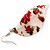 Floral Acrylic 'Leaf' Drop Earrings (White, Red & Green) - 8cm Drop - view 4
