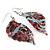 Floral Acrylic 'Leaf' Drop Earrings (Pale Blue, Red & Olive Green) - 8cm Drop - view 2