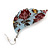Floral Acrylic 'Leaf' Drop Earrings (Pale Blue, Red & Olive Green) - 8cm Drop - view 5