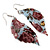 Floral Acrylic 'Leaf' Drop Earrings (Pale Blue, Red & Olive Green) - 8cm Drop - view 7