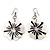 Floral Mother of Pearl Drop Earrings (Silver Tone Metal) - 5.5cm Length - view 2