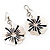 Floral Mother of Pearl Drop Earrings (Silver Tone Metal) - 5.5cm Length - view 4
