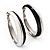 Black & White Enamel Hoop Drop Earrings (Silver Plated Metal) - 4.5cm Diameter
