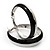 Black & White Enamel Hoop Drop Earrings (Silver Plated Metal) - 4.5cm Diameter - view 2