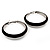 Black & White Enamel Hoop Drop Earrings (Silver Plated Metal) - 4.5cm Diameter - view 9