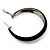 Black & White Enamel Hoop Drop Earrings (Silver Plated Metal) - 4.5cm Diameter - view 5