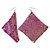 Disco Mesh Red-Violet Drop Earrings (Silver Plated Metal) -10cm Length