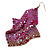 Disco Mesh Red-Violet Drop Earrings (Silver Plated Metal) -10cm Length - view 4
