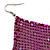 Disco Mesh Red-Violet Drop Earrings (Silver Plated Metal) -10cm Length - view 5