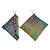 Disco Mesh 'Chameleon' Drop Earrings (Green To Grey Colour) -10cm Length