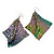 Disco Mesh 'Chameleon' Drop Earrings (Green To Grey Colour) -10cm Length - view 6