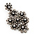 Vintage Diamante Floral Earrings (Burn Silver Metal) - 6cm Drop - view 8