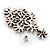 Vintage Diamante Floral Earrings (Burn Silver Metal) - 6cm Drop - view 5