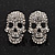 Dazzling Crystal Skull Stud Earrings In Silver Plating - 2cm Length - view 8