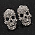 Dazzling Crystal Skull Stud Earrings In Silver Plating - 2cm Length - view 15