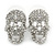 Dazzling Crystal Skull Stud Earrings In Silver Plating - 2cm Length - view 17