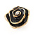 Black Enamel Dimensional Rose Stud Earrings In Gold Metal - 2cm in diameter - view 9
