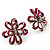 Pink Enamel Dimensional Floral Stud Earrings In Silver Plated Metal - 2.5cm in diameter - view 8