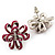 Pink Enamel Dimensional Floral Stud Earrings In Silver Plated Metal - 2.5cm in diameter - view 5