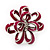 Pink Enamel Dimensional Floral Stud Earrings In Silver Plated Metal - 2.5cm in diameter - view 10