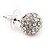 Clear Crystal Ball Stud Earrings In Rhodium Plated Metal - 10mm diameter - view 4