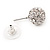 Clear Crystal Ball Stud Earrings In Rhodium Plated Metal - 10mm diameter - view 5