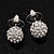 Clear Crystal Ball Stud Earrings In Rhodium Plated Metal - 10mm diameter - view 2