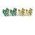 Tiny Yellow/ Pink/ Green Crystal Enamel 'Butterfly' Stud Earring Set In Silver Tone Metal - 10mm D - view 5