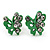 Tiny Green Crystal Enamel 'Butterfly' Stud Earrings In Silver Tone Metal - 10mm Diameter