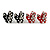 Tiny Black/ White/ Red Crystal Enamel 'Butterfly' Stud Earring Set In Silver Tone Metal - 10mm Diameter - view 2